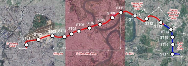 Vị trí 17 nhà ga Metro số 6 qua 13 phường, kết nối sân bay Tân Sơn Nhất